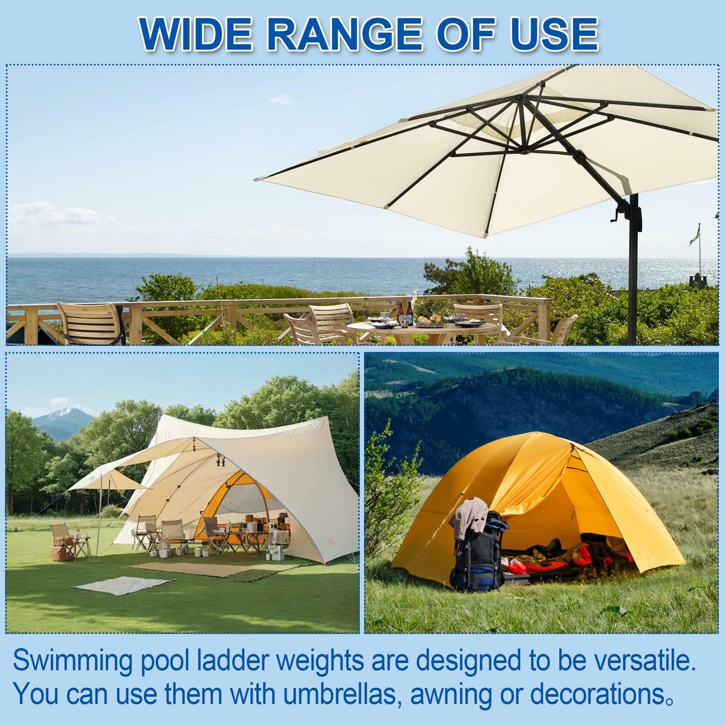 Desunqin 2PCS Pool Ladder Weights 20L Heavy Duty 500D PVC Waterproof Sand Bags