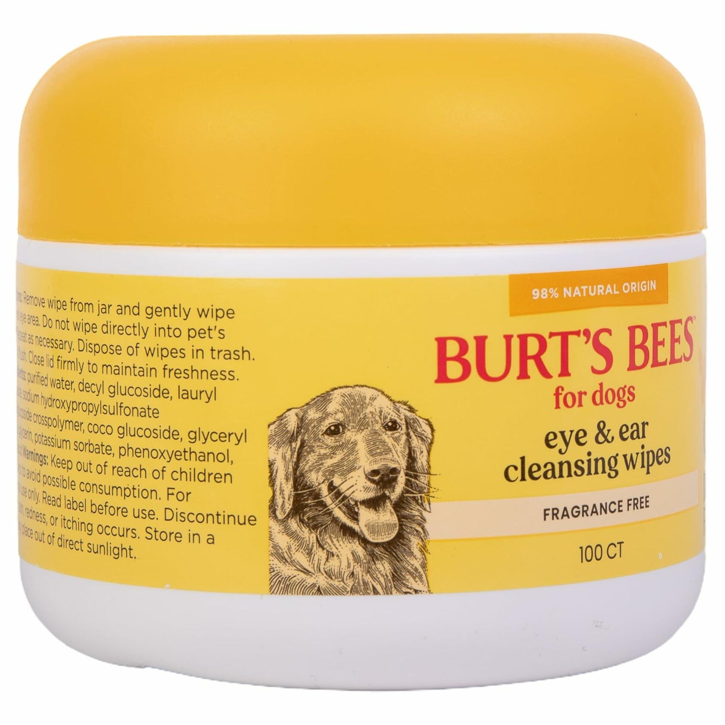 Burt's Bees Pets Eye & Ear Cleansing Wipes Fragrance-Free 100 Count