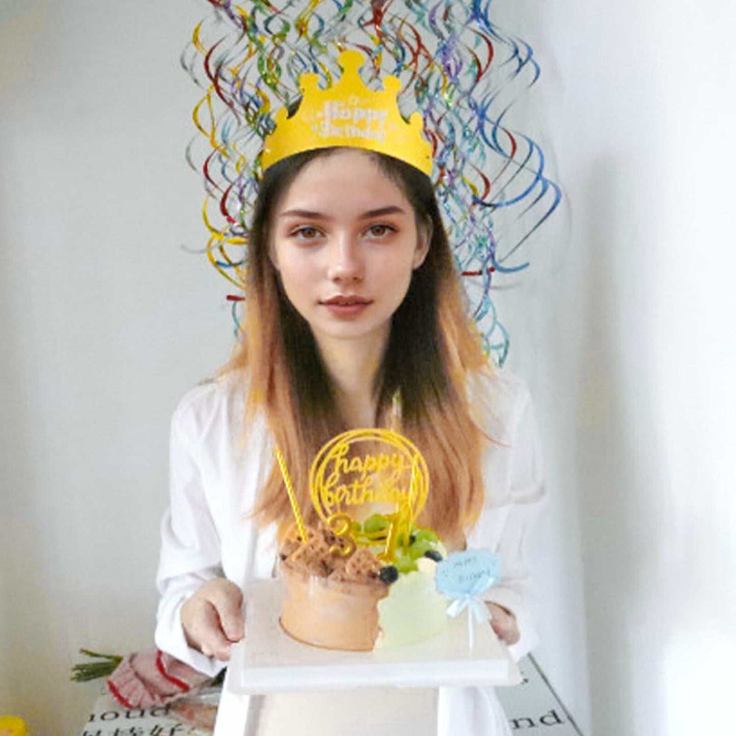 Chanseen 25Pcs Gold Birthday Candle Set Number 0-9 Metallic Long Thin