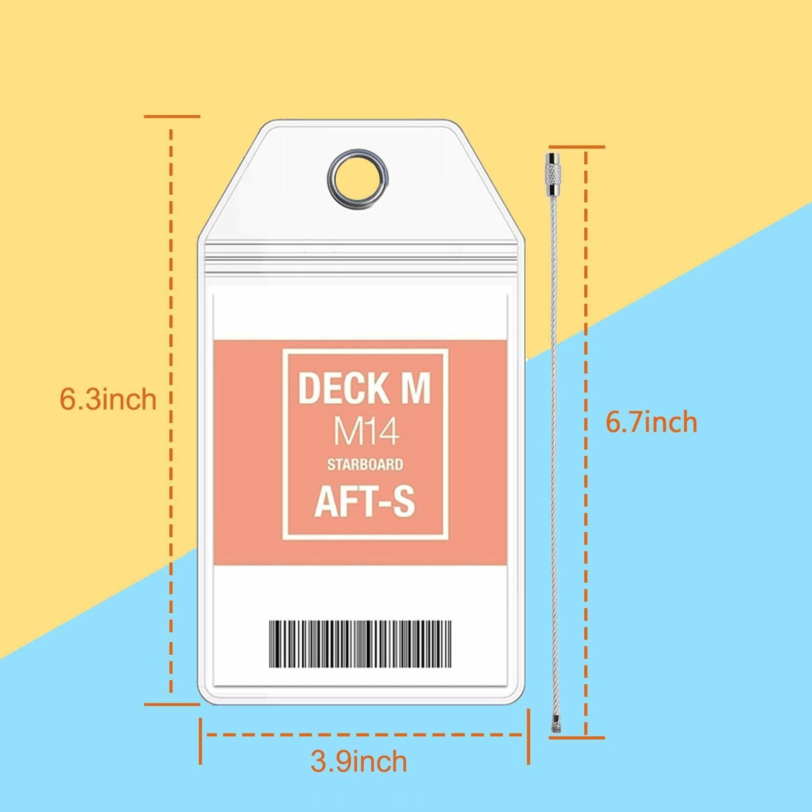 10 Pack Princess Clear Luggage Tag Holders with Steel Loops for Cruise Ships