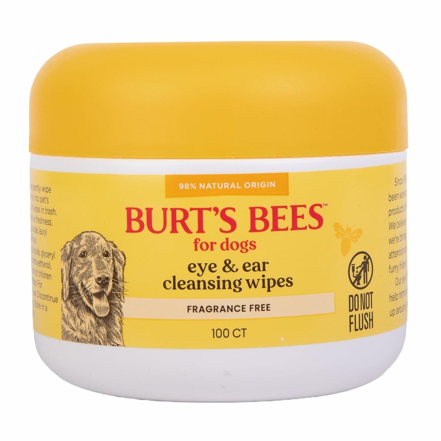 Burt's Bees Pets Eye & Ear Cleansing Wipes Fragrance-Free 100 Count