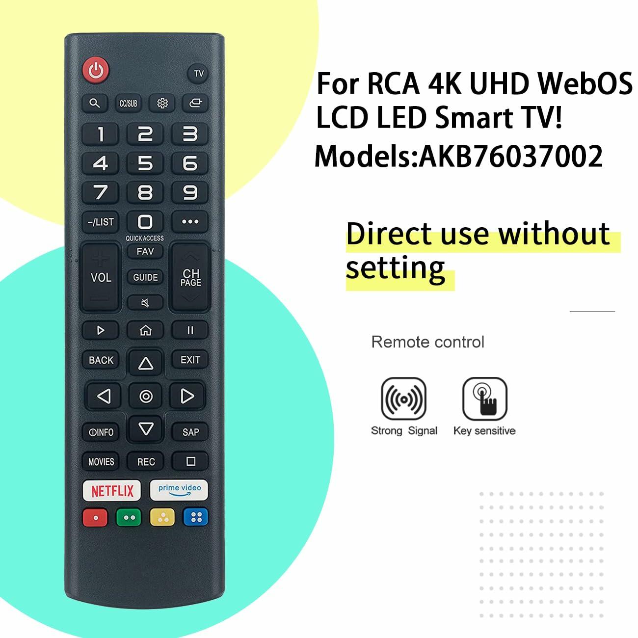 AKB76037002 RCA TV Replacement Remote for 4K UHD WebOS Smart TVs