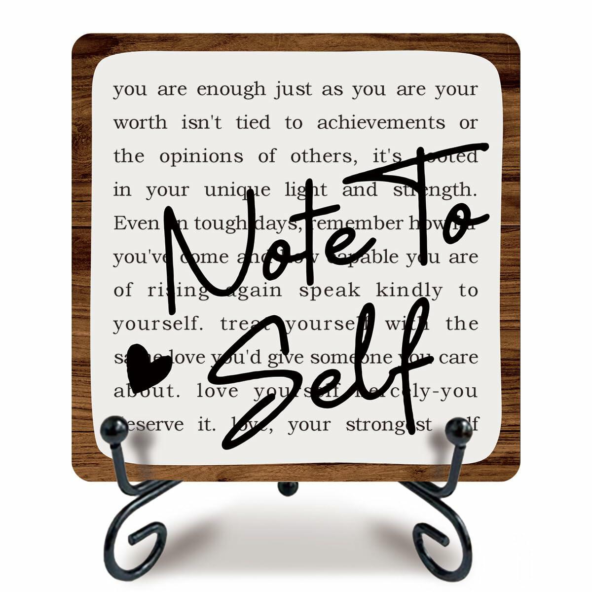 Ketsord Gossip 5x5 Black Wood Plaque Note To Self Inspirational Sign