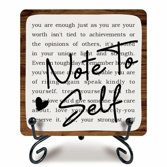 Ketsord Gossip 5x5 Black Wood Plaque Note To Self Inspirational Sign