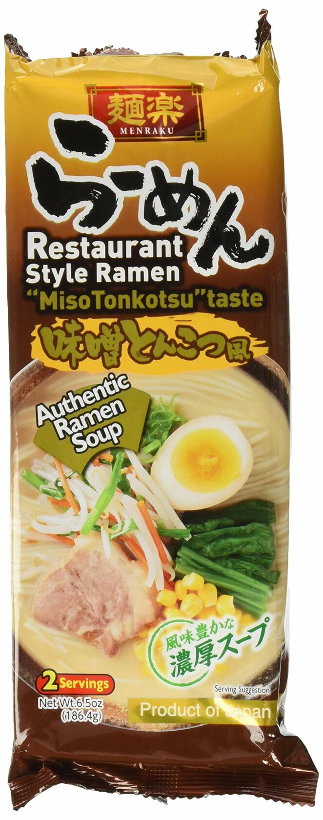 Hikari Menraku Tonkotsu Ramen Noodles Miso 6.5oz Pack of 1