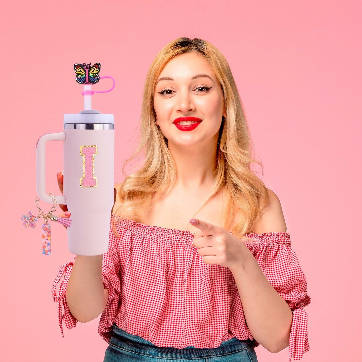 Liangang Stanley Cup 9PCS Accessories Set for 30oz & 40oz Cups Pink