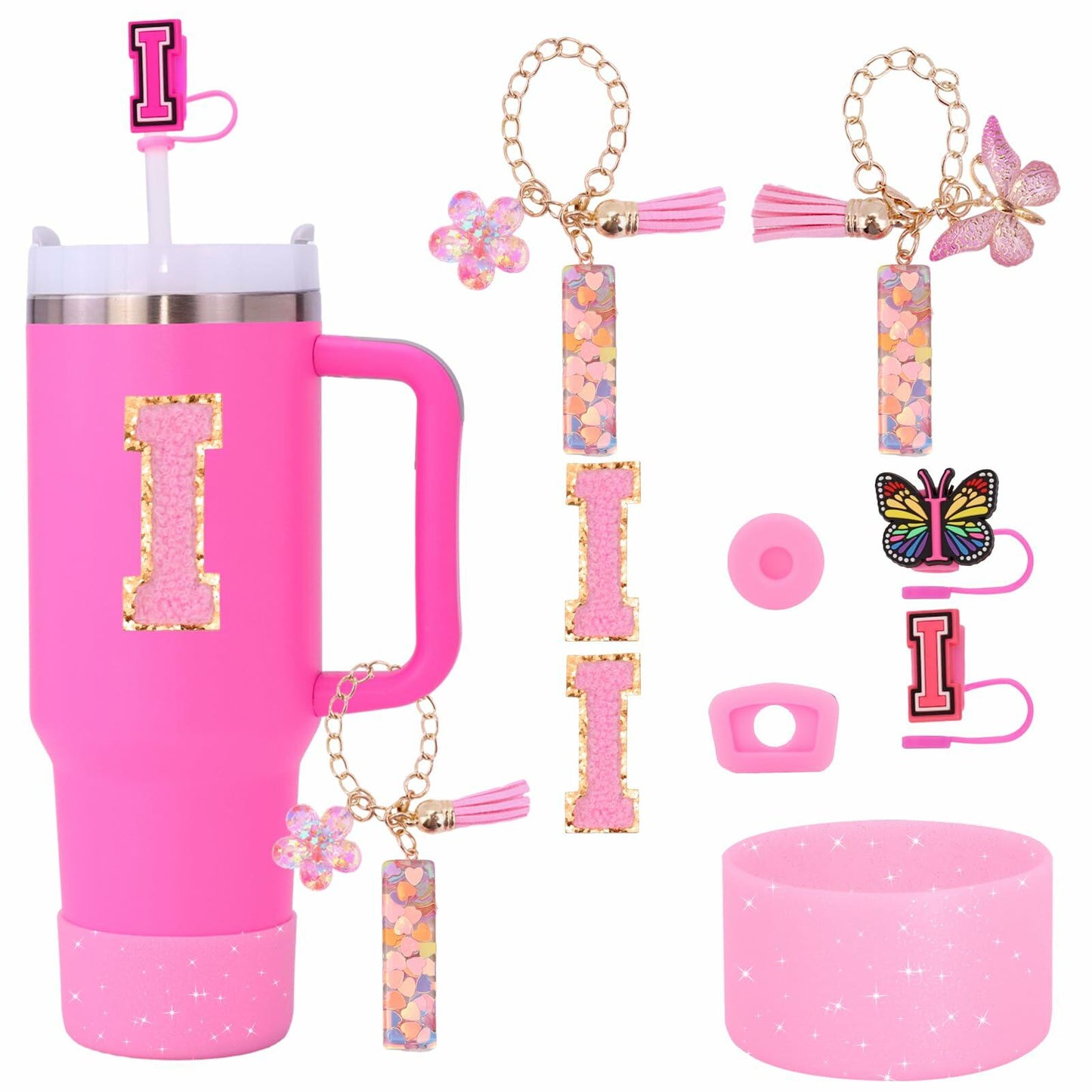 Liangang Stanley Cup 9PCS Accessories Set for 30oz & 40oz Cups Pink
