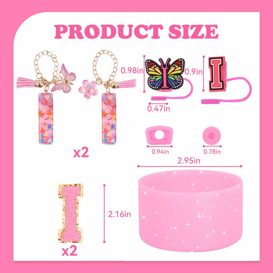 Liangang Stanley Cup 9PCS Accessories Set for 30oz & 40oz Cups Pink