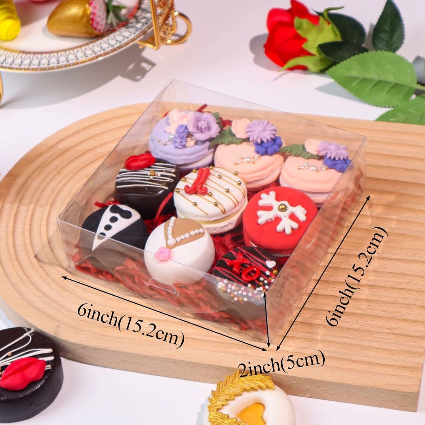 RomanticBaking 20 Pack 6x6x2in Clear Window Cookie Boxes PET Material