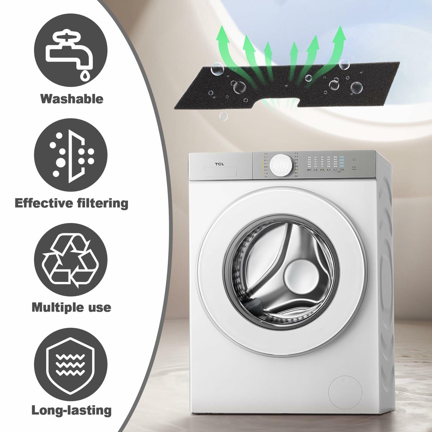 Wshxjzyay 2 Pack WH01x35719 Lint Filter Washer Dryer Combo Black