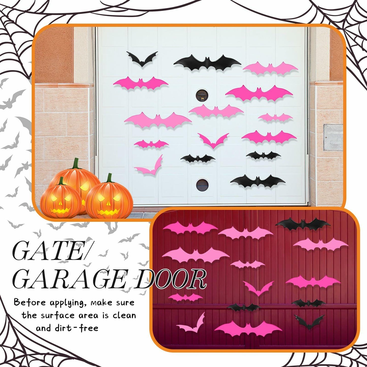 Konohan Halloween Bat Magnets 15 Pcs 3D PVC Black Pink Hot Pink 16x4-8x4cm