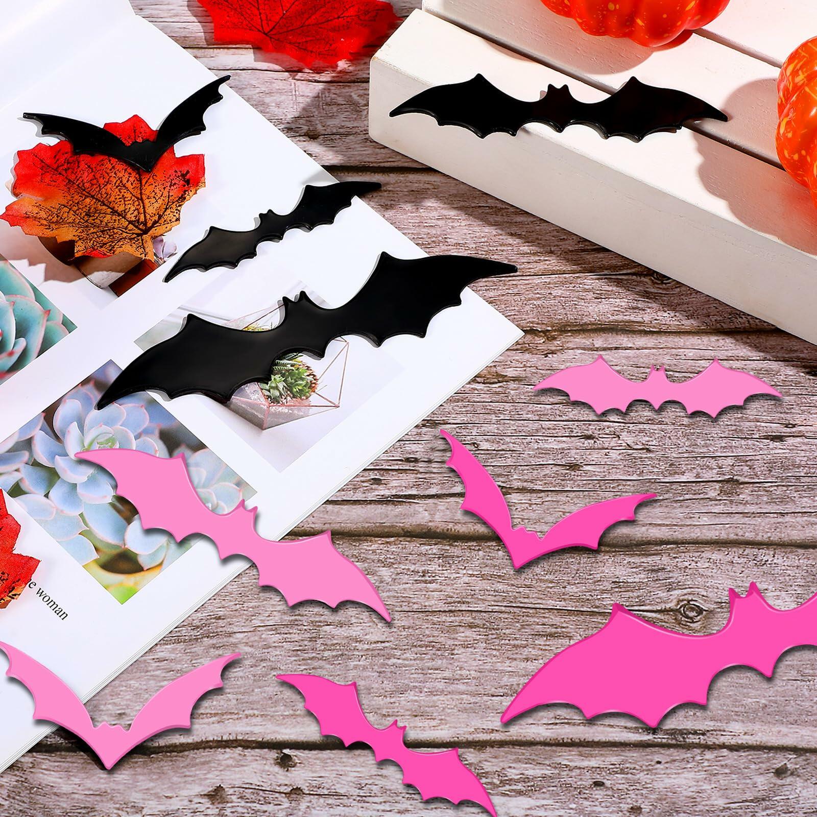 Konohan Halloween Bat Magnets 15 Pcs 3D PVC Black Pink Hot Pink 16x4-8x4cm