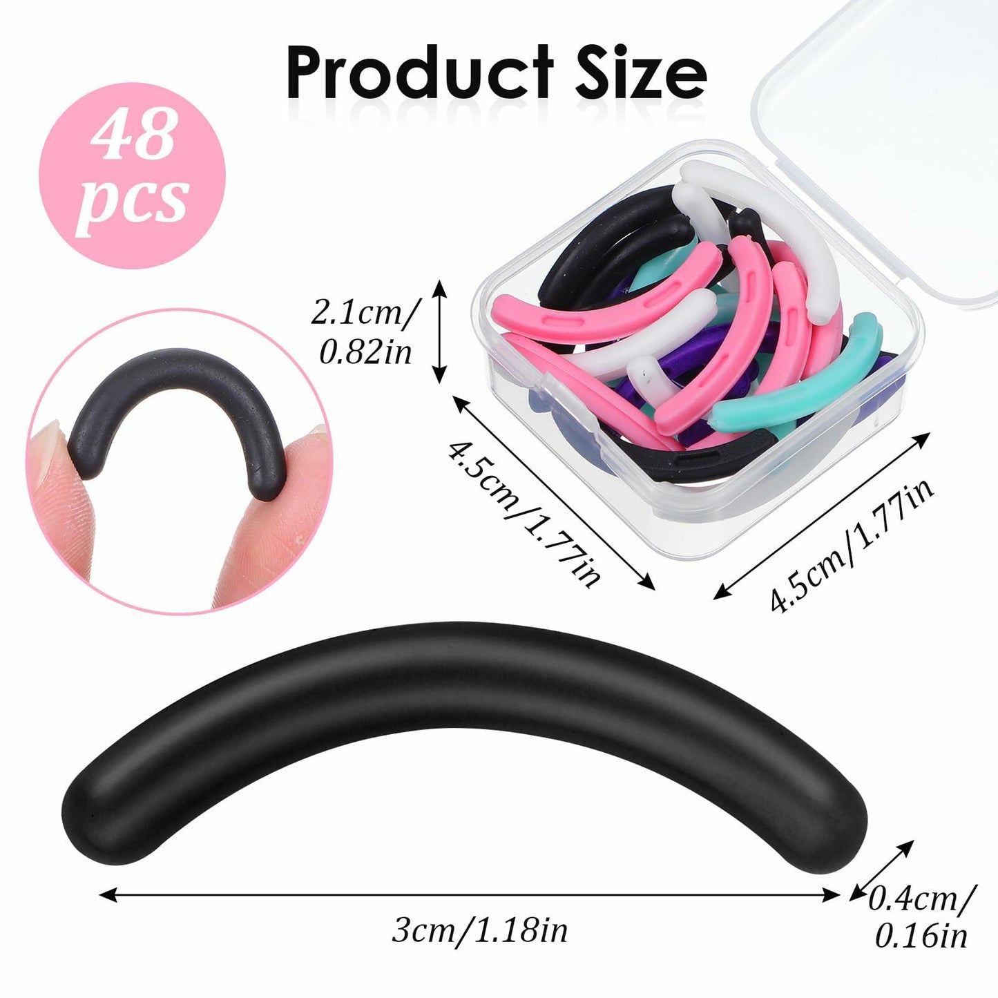 HaiFafafaing 48 Pcs Silicone Eyelash Curler Pads Multi Color with Box