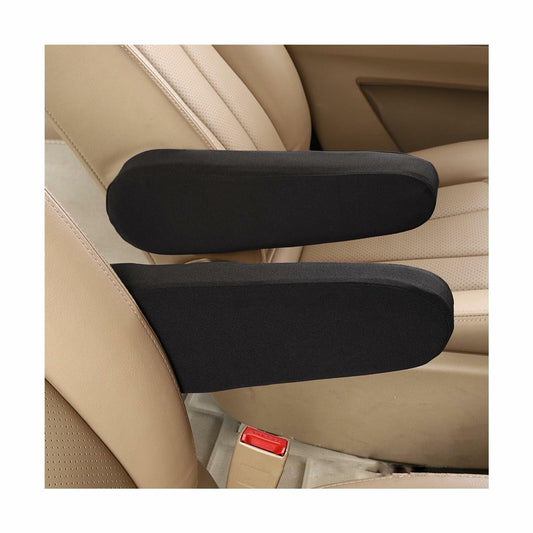 Kewucn 2PCS Car Front Seat Armrest Covers Elastic Fabric Universal Black