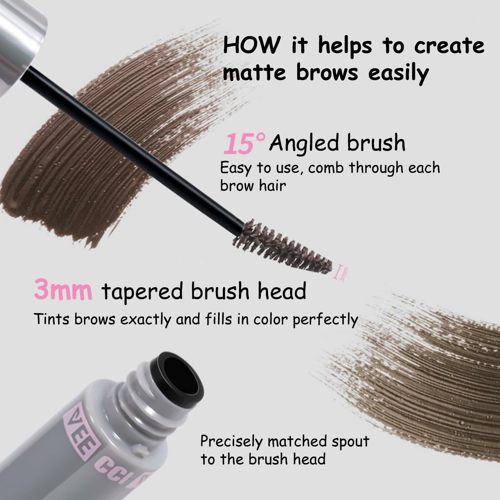 VEECCI Waterproof Eyebrow Gel Mascara Brown Smudge-Proof Long-Wear Makeup