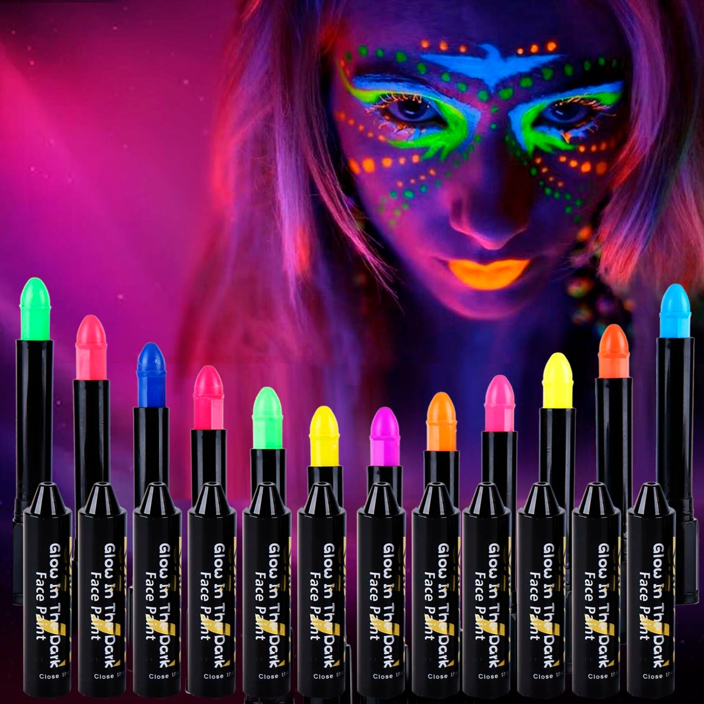 JYACRQBB 12 Color UV Neon Face & Body Paint Glow Black Light Fluorescent
