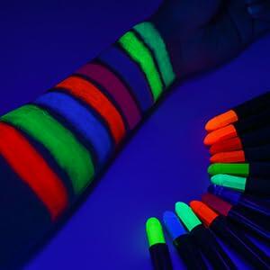 JYACRQBB 12 Color UV Neon Face & Body Paint Glow Black Light Fluorescent