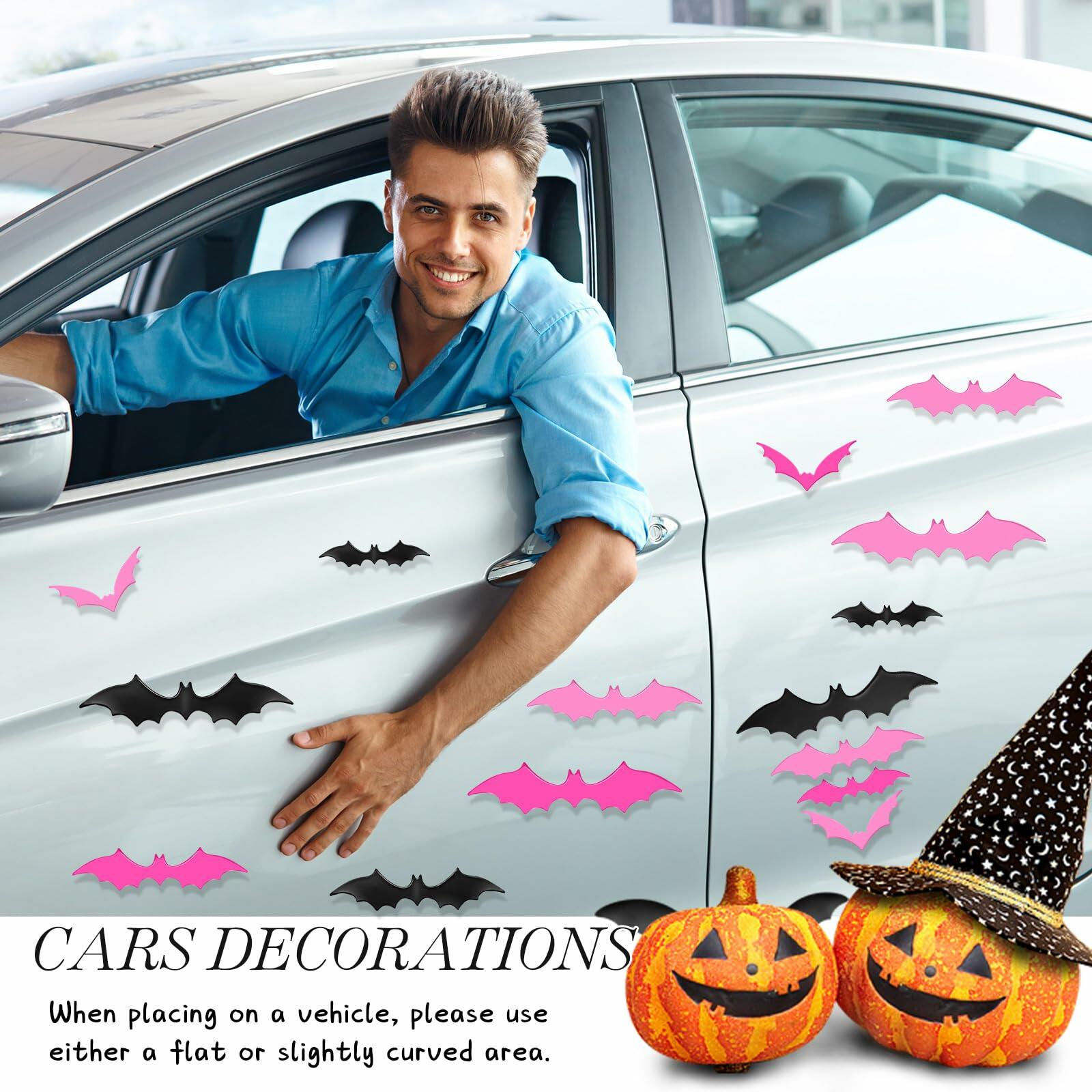 Konohan Halloween Bat Magnets 15 Pcs 3D PVC Black Pink Hot Pink 16x4-8x4cm