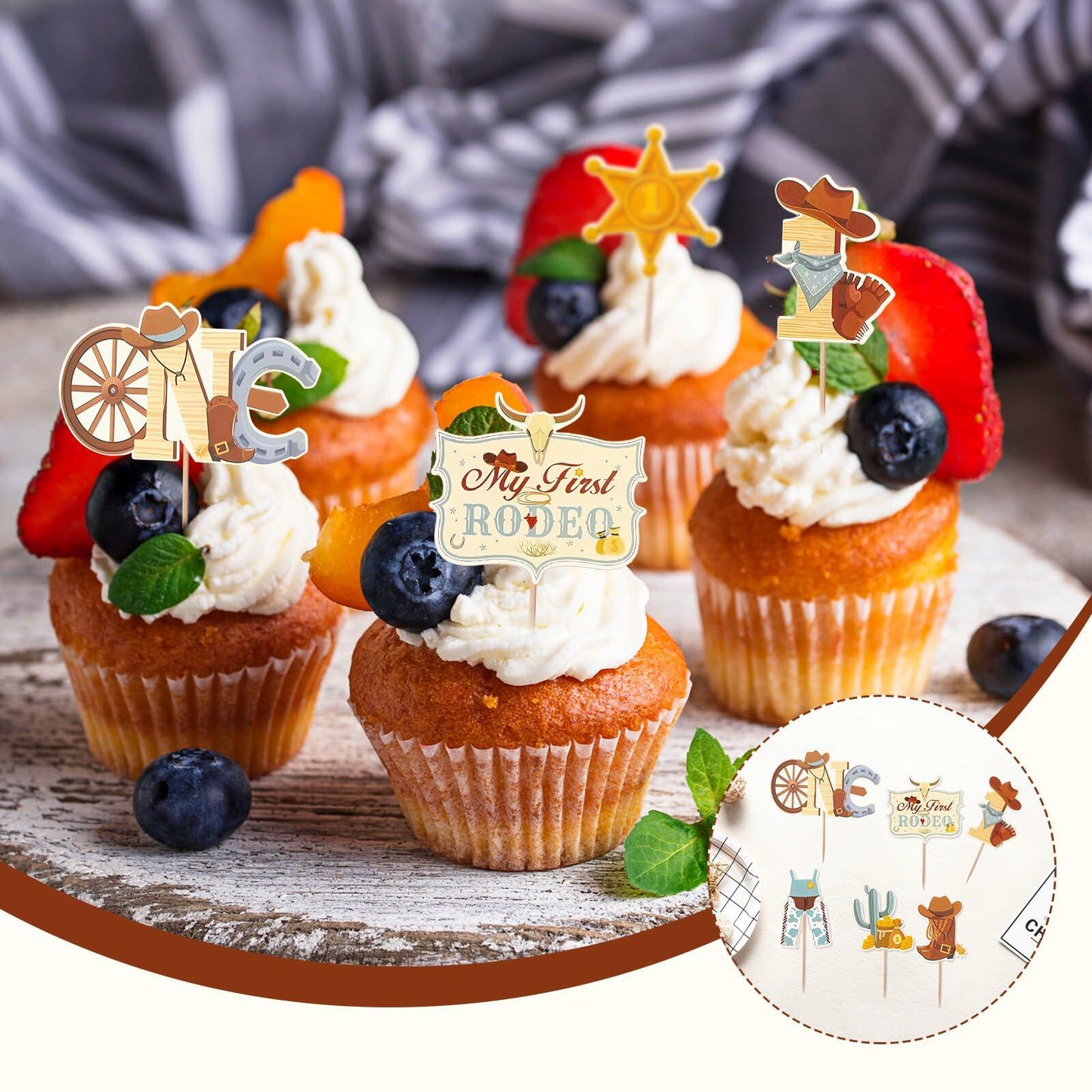 36PCS My First Rodeo Boy Birthday Decorations Baby Shower Party Supplies