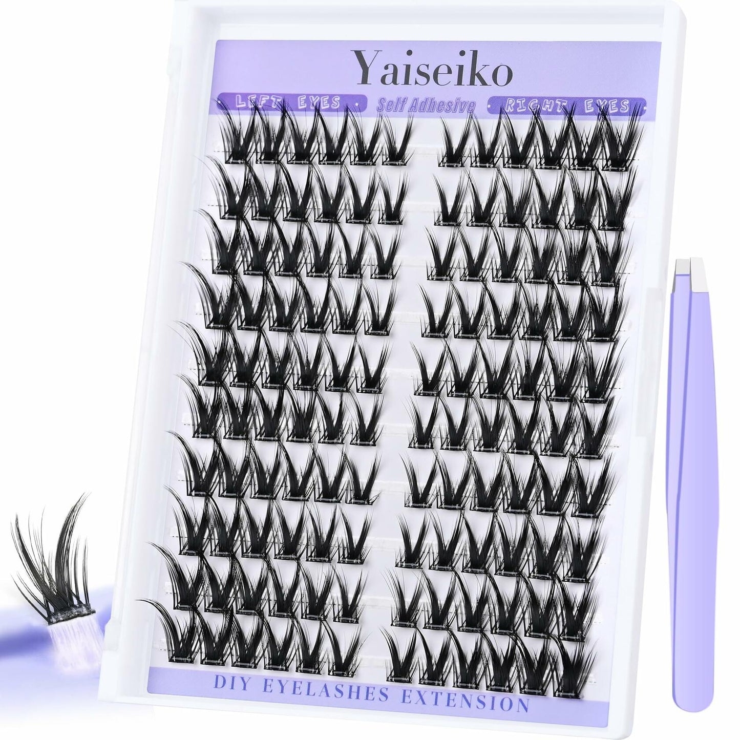Yaiseiko Self-Adhesive Manga Lash Clusters 120pcs 8-16mm No Glue Kit