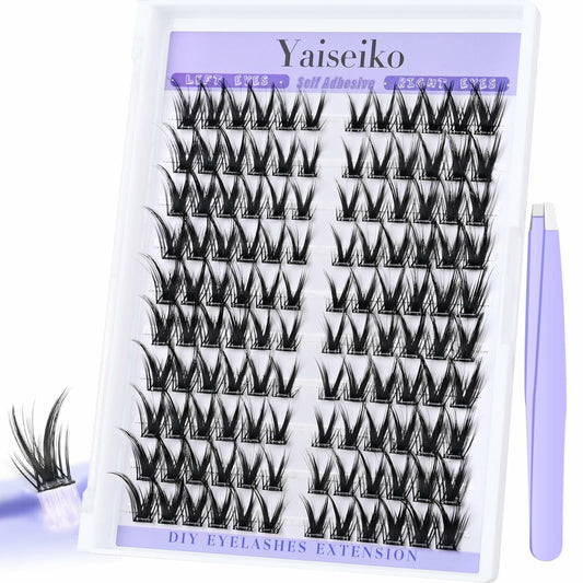 Yaiseiko Self-Adhesive Manga Lash Clusters 120pcs 8-16mm No Glue Kit