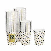 PAW 50-Pack 8.5oz Disposable Paper Cups Gold Confetti Hot & Cold Party Cups