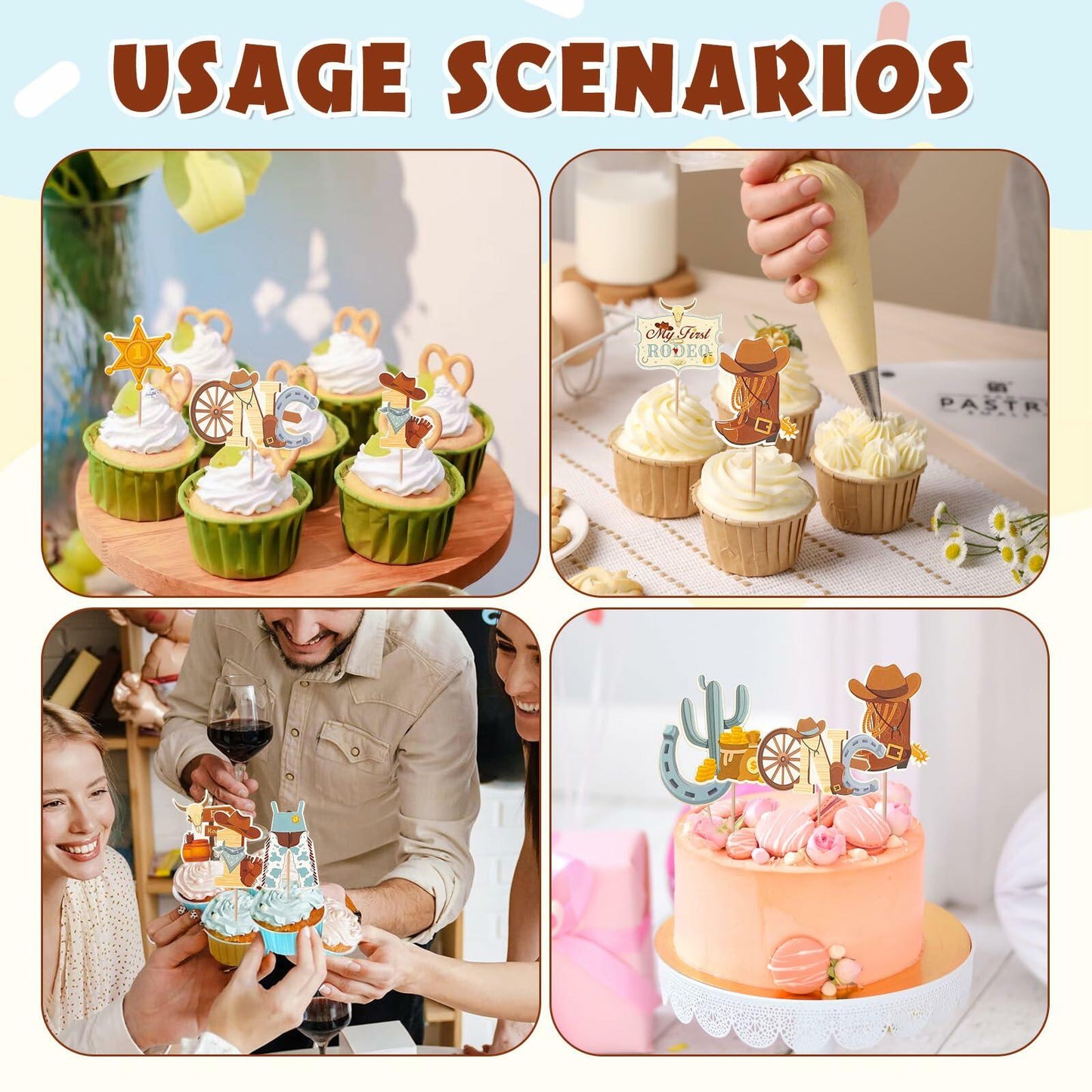 36PCS My First Rodeo Boy Birthday Decorations Baby Shower Party Supplies