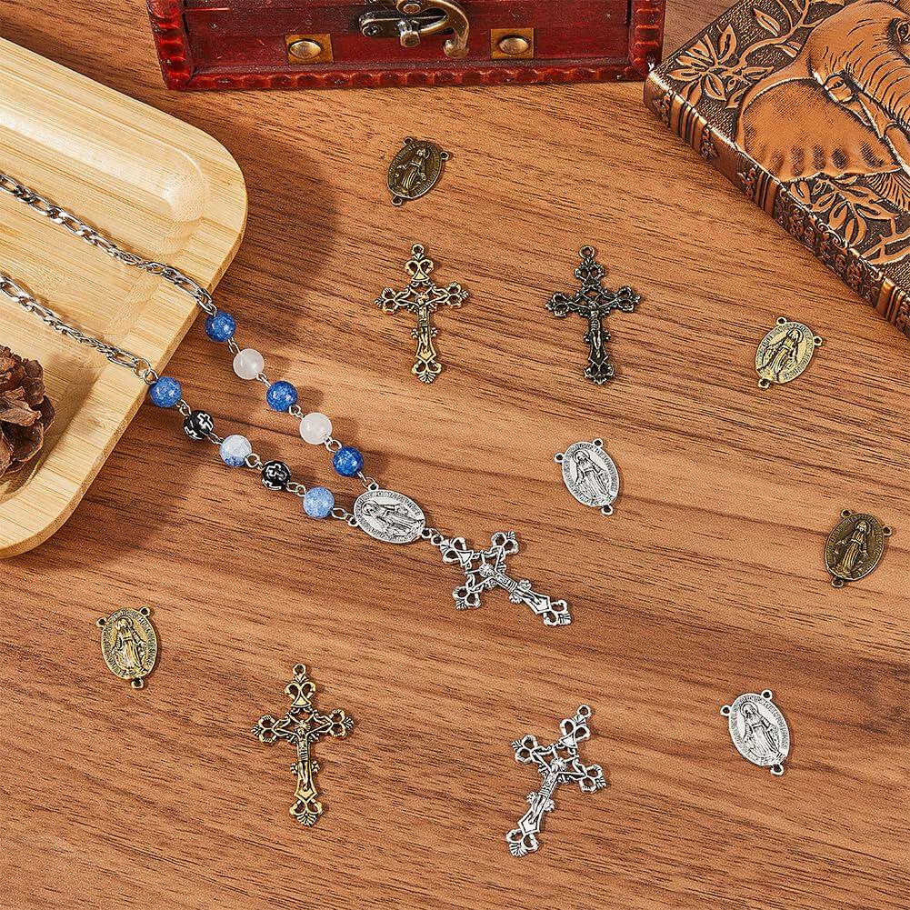SUNNYCLUE 60Pcs Rosary Cross Charms Crucifix DIY Jewelry Making Findings