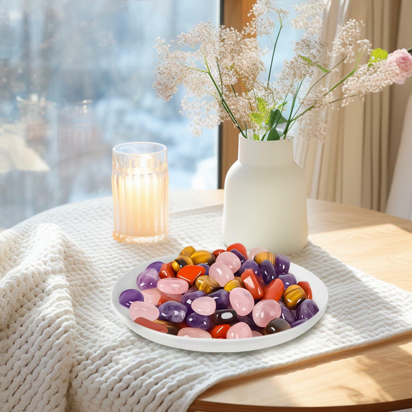 0.66lb Rose Quartz Tumbled Stones Polished Crystal Reiki Chakra Healing