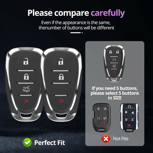 QfungYe Chevy Key Fob Cover w/ Keychain – No Screw, Fits Multiple Models