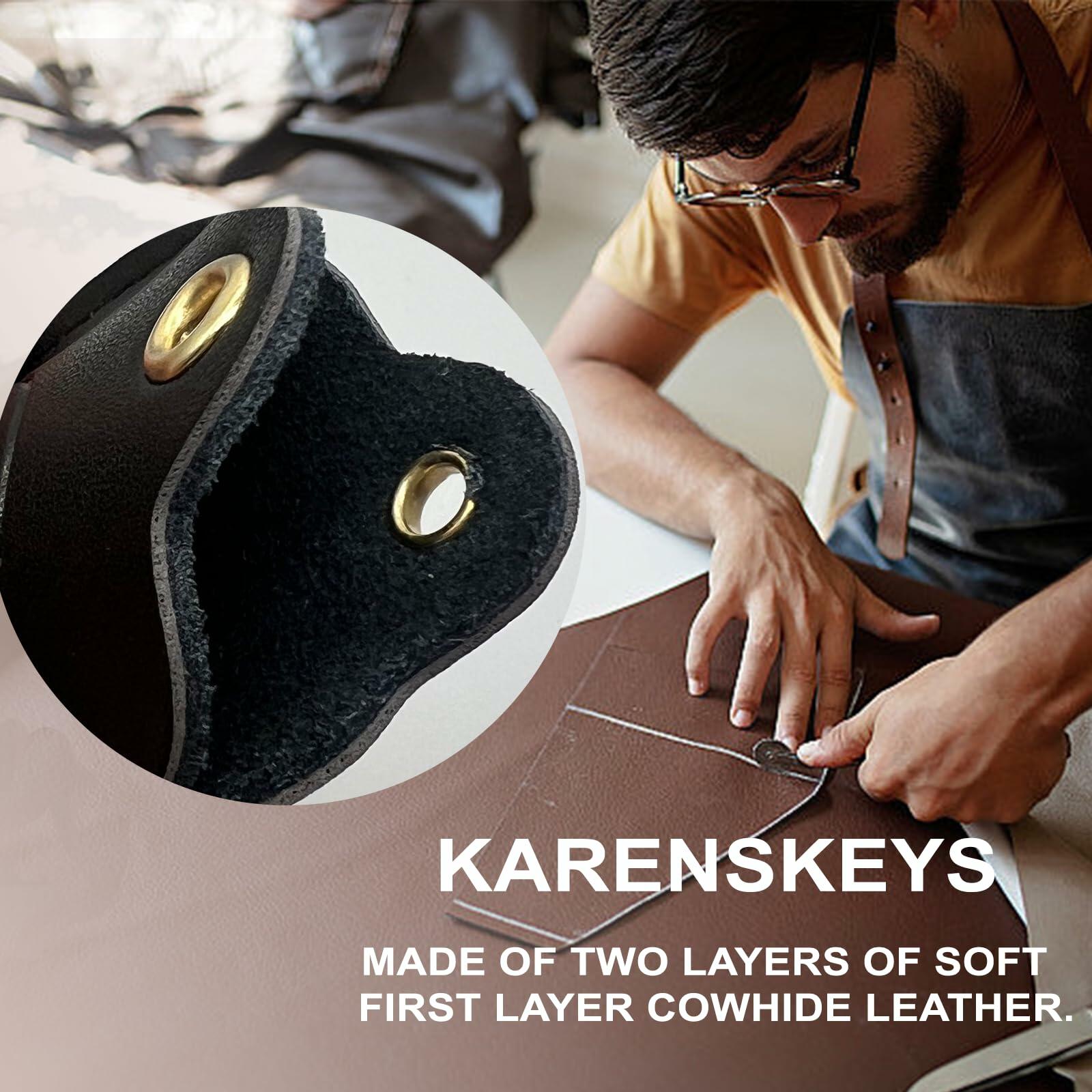 KARENSKEYS Leather Car Key Cover Sleeve w Keychain Broken Loop Fix