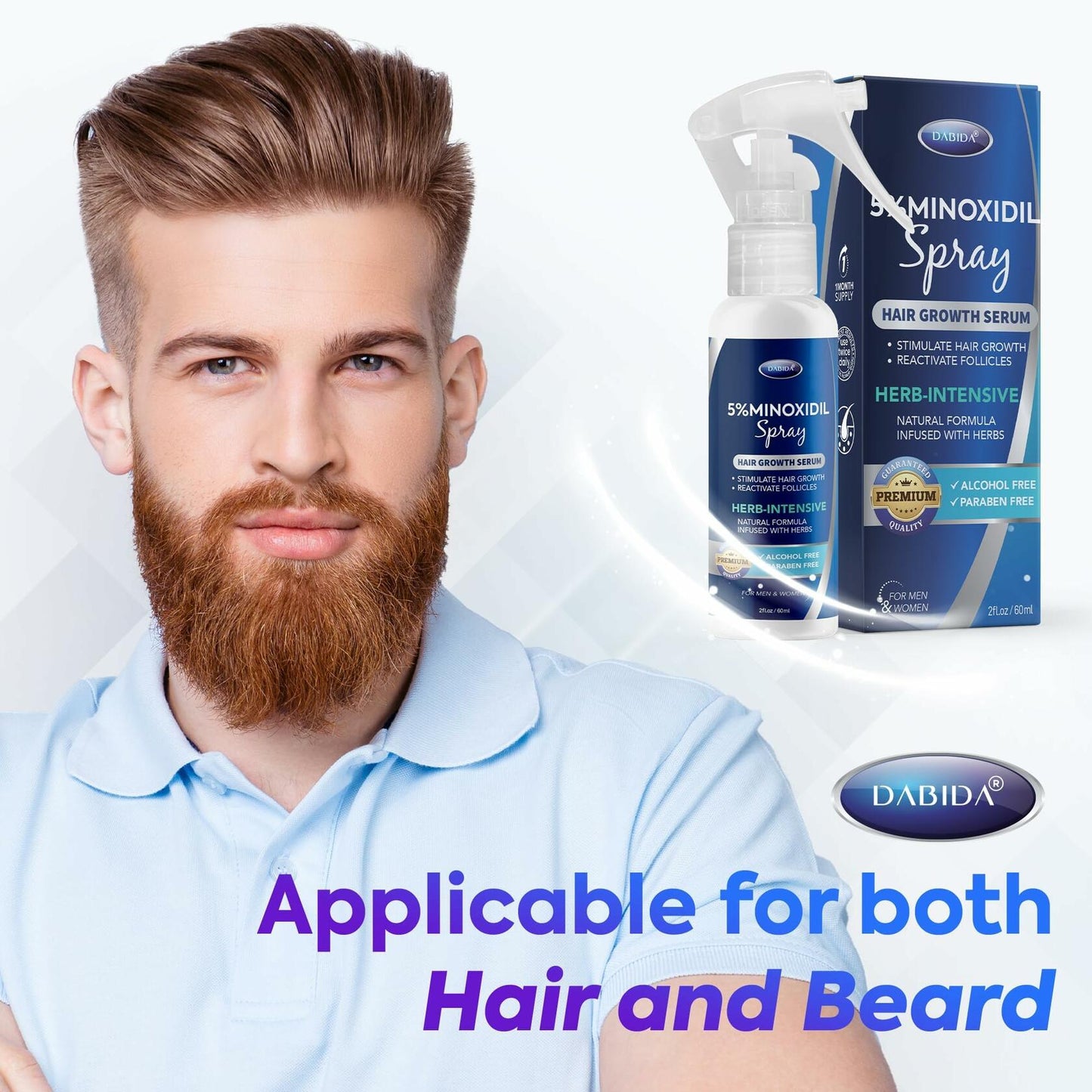 5% Minoxidil Hair & Beard Growth Spray – Men & Women