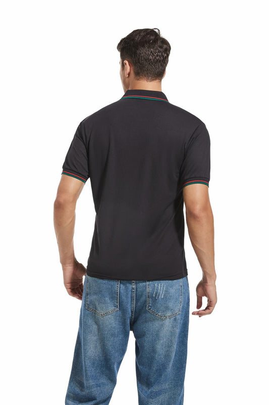 Derifelt Men’s Moisture-Wicking Polo – Quick Dry, UV Protection, Black XL