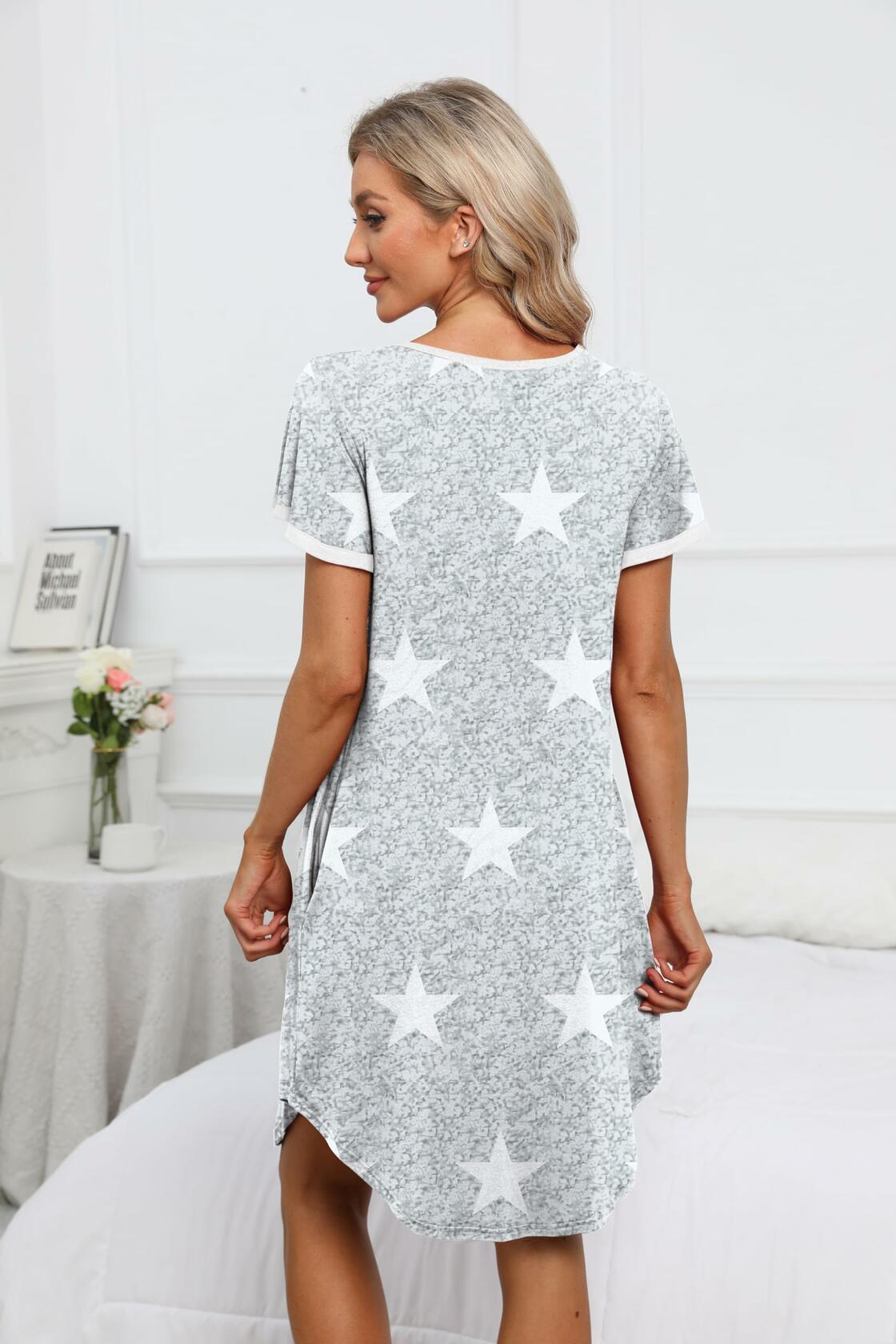 Dookttker Women’s Soft Loose Nightgown – Comfy Pleated Black Sleepshirt