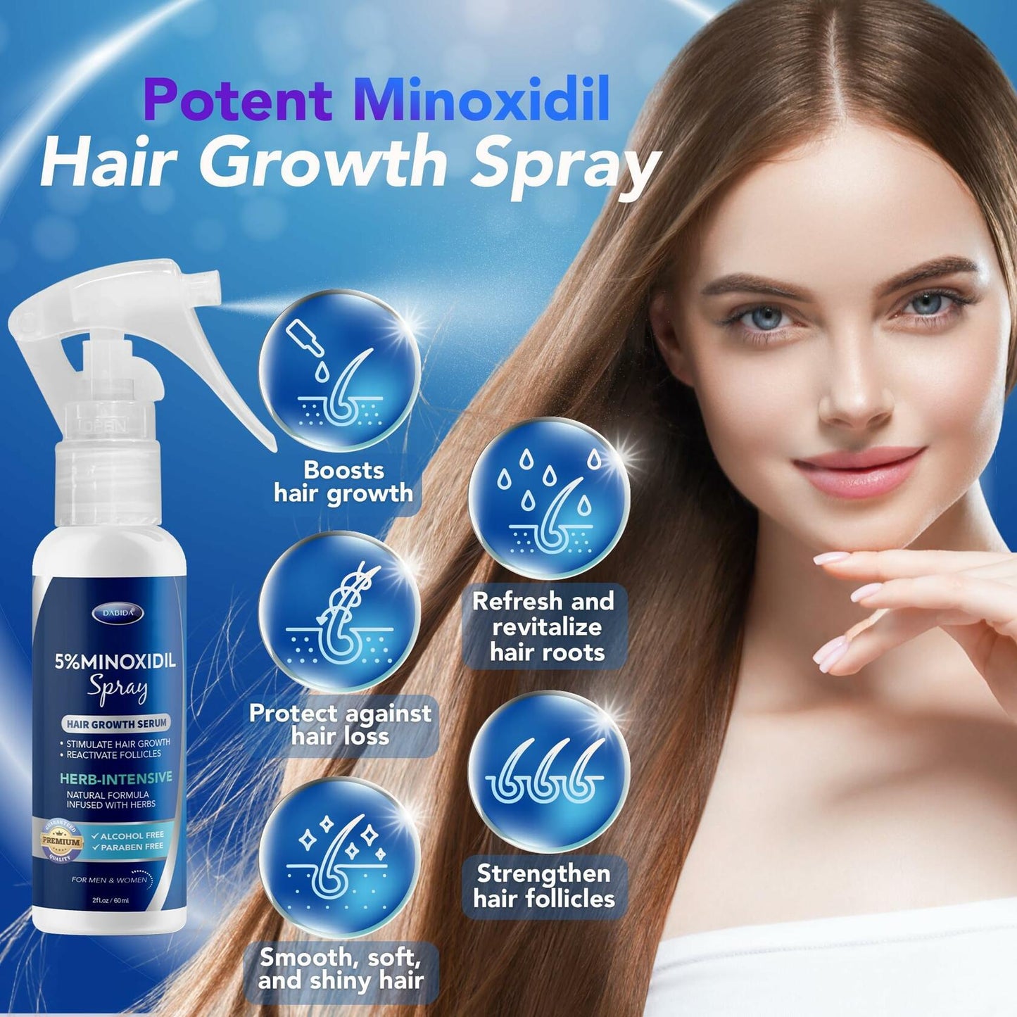 5% Minoxidil Hair & Beard Growth Spray – Men & Women