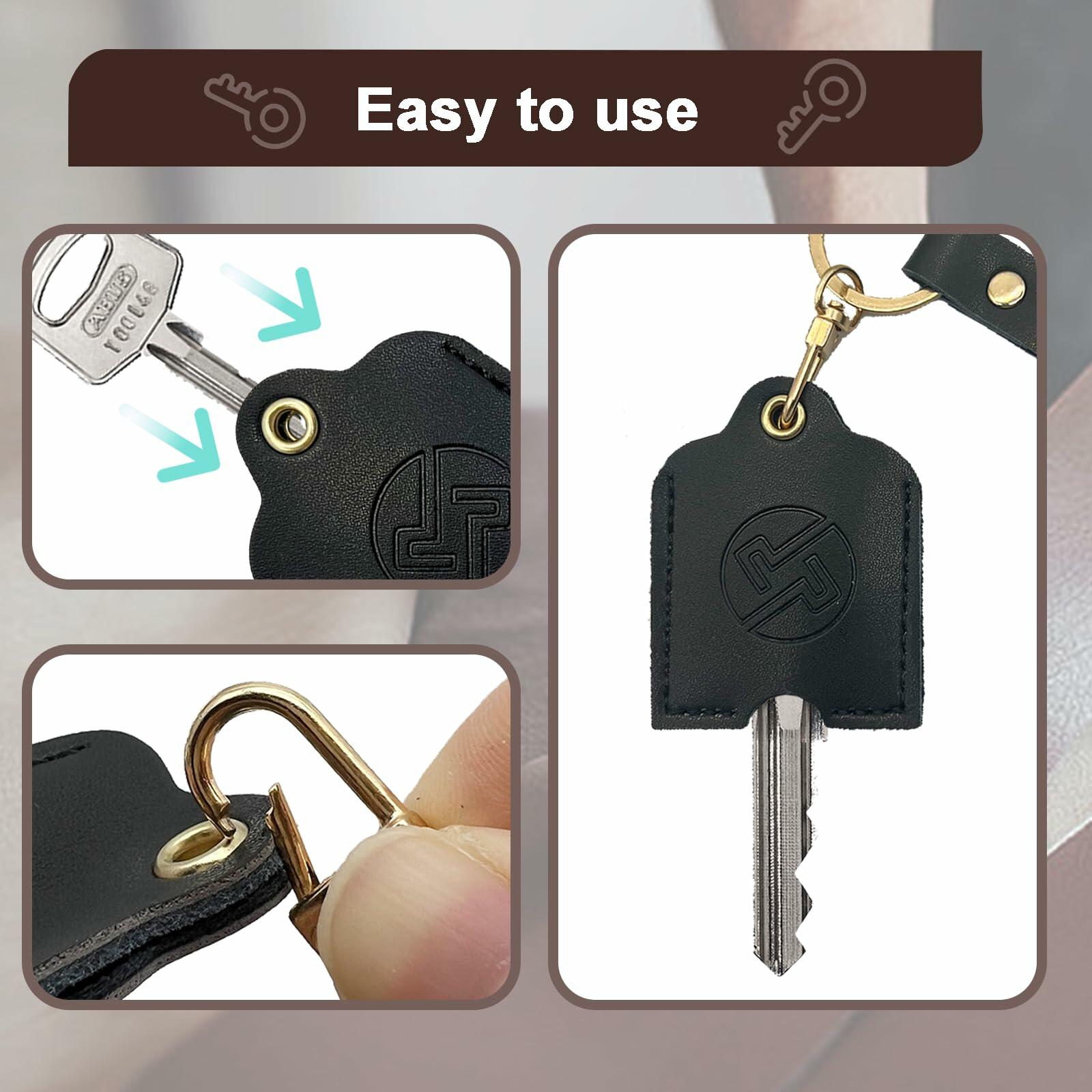 KARENSKEYS Leather Car Key Cover Sleeve w Keychain Broken Loop Fix