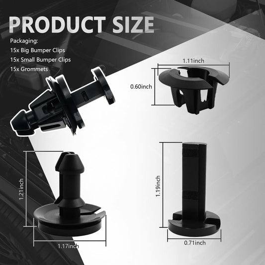 15-Pc Front Bumper & Splash Shield Retainer Clips Set – OEM 15733971/15733970