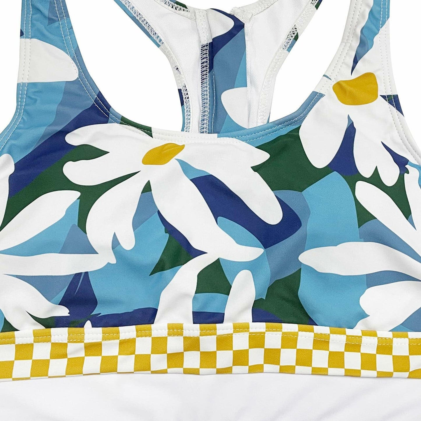 Subriank 2-Piece High-Waist Colorblock Swimsuit for Women (DeepSkyBlue, M)