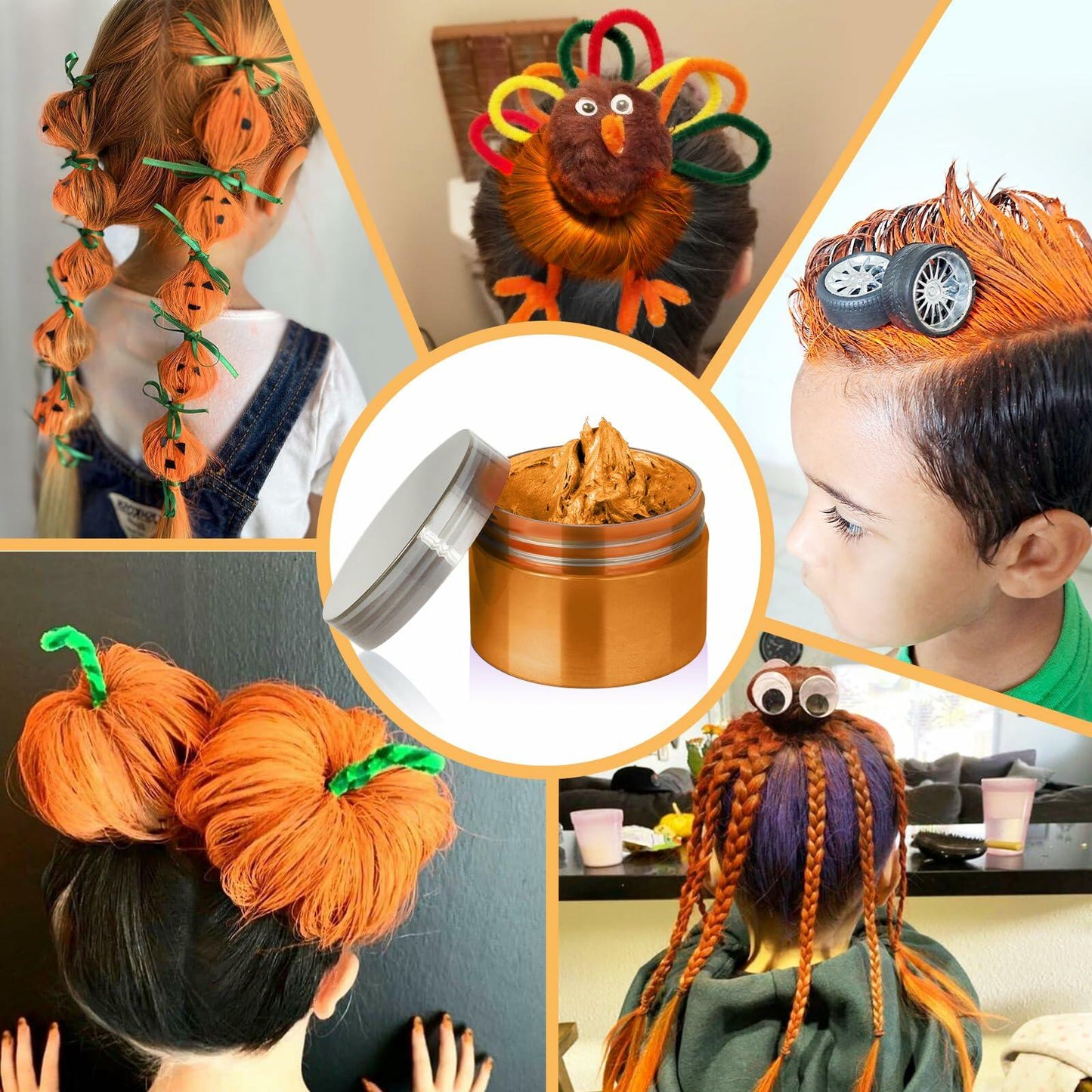 Orange Spider & Octopus Temporary Hair Wax Kit Washable Fun Hair Color for Teens