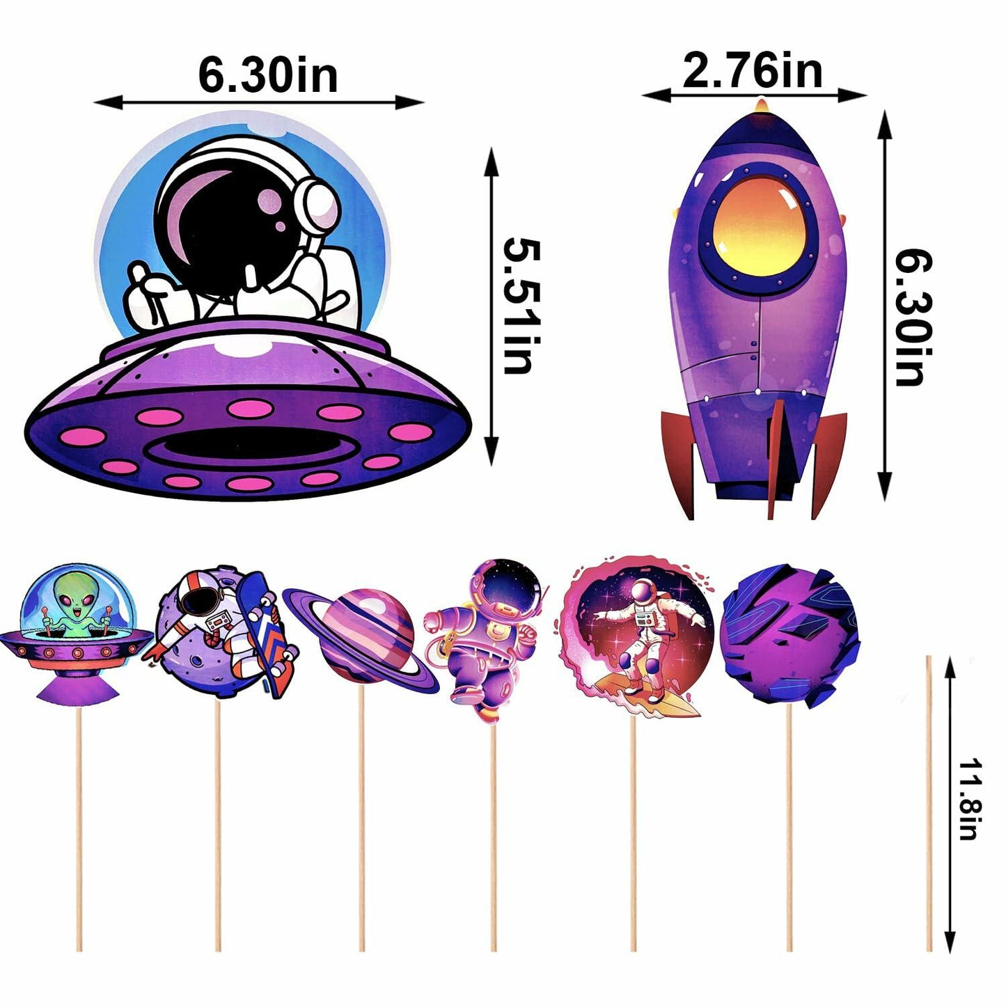 Outer Space Cake & Table Toppers 27pcs – Astronaut, Rocket & Alien Party Decor