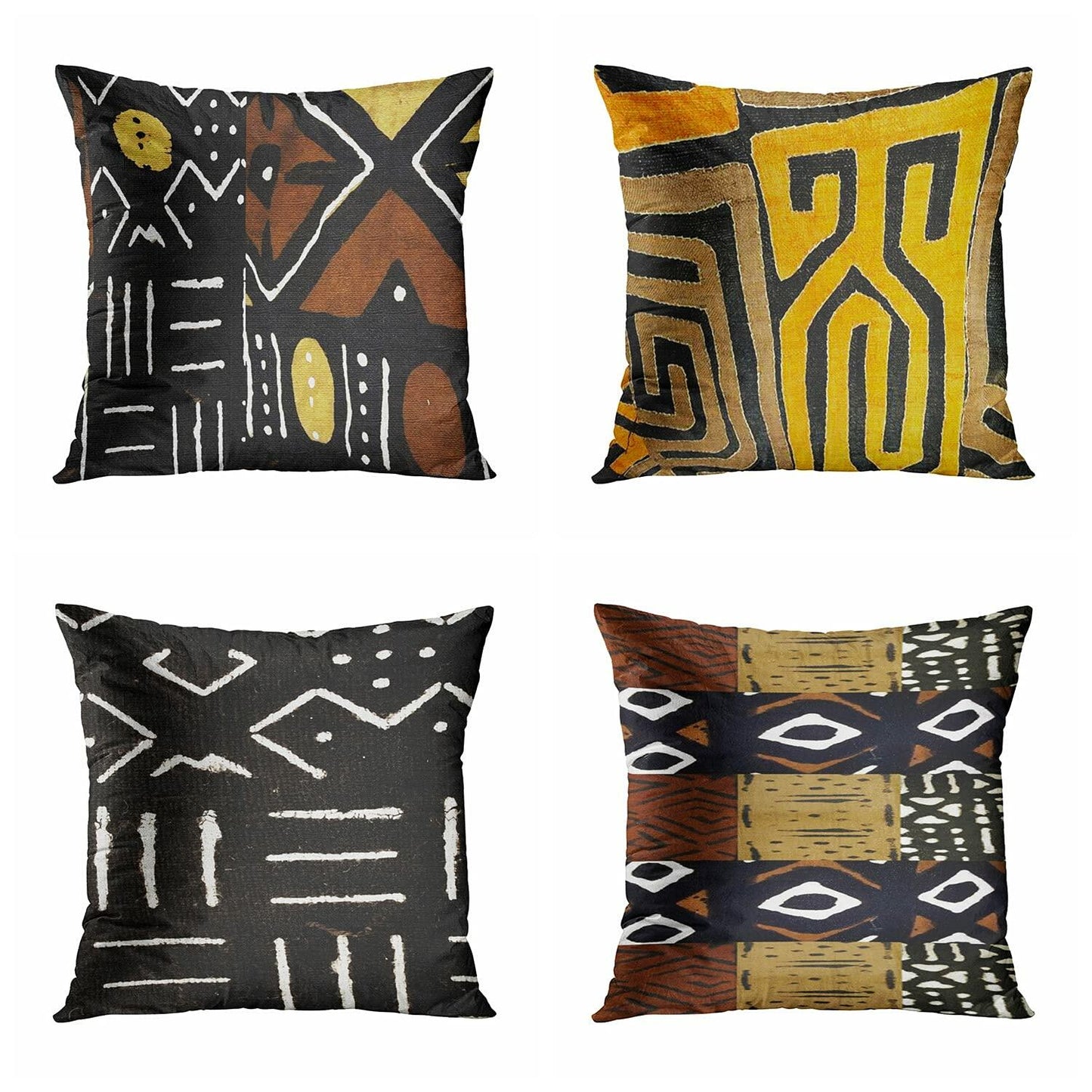 Rouihot 4-Pack 16x16" Red & White Candy Cane Pillow Covers for Christmas