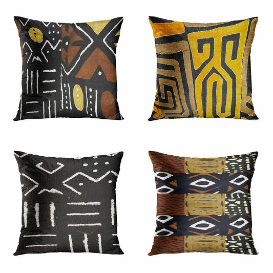 Rouihot 4-Pack 16x16" Red & White Candy Cane Pillow Covers for Christmas