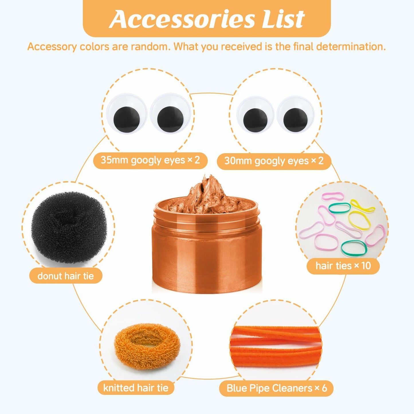 Orange Spider & Octopus Temporary Hair Wax Kit Washable Fun Hair Color for Teens