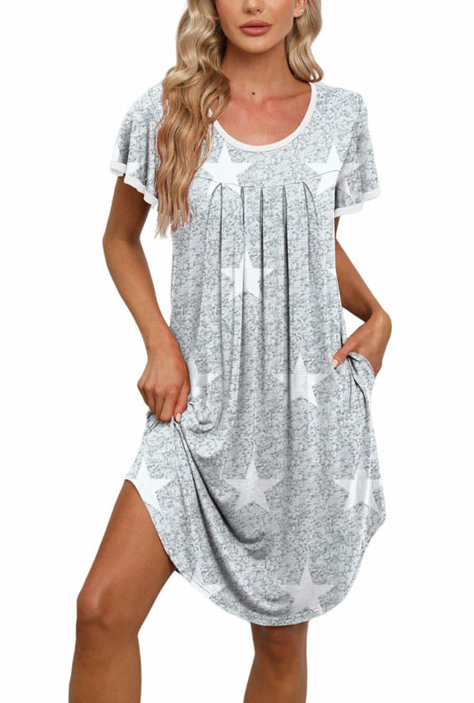 Dookttker Women’s Soft Loose Nightgown – Comfy Pleated Black Sleepshirt