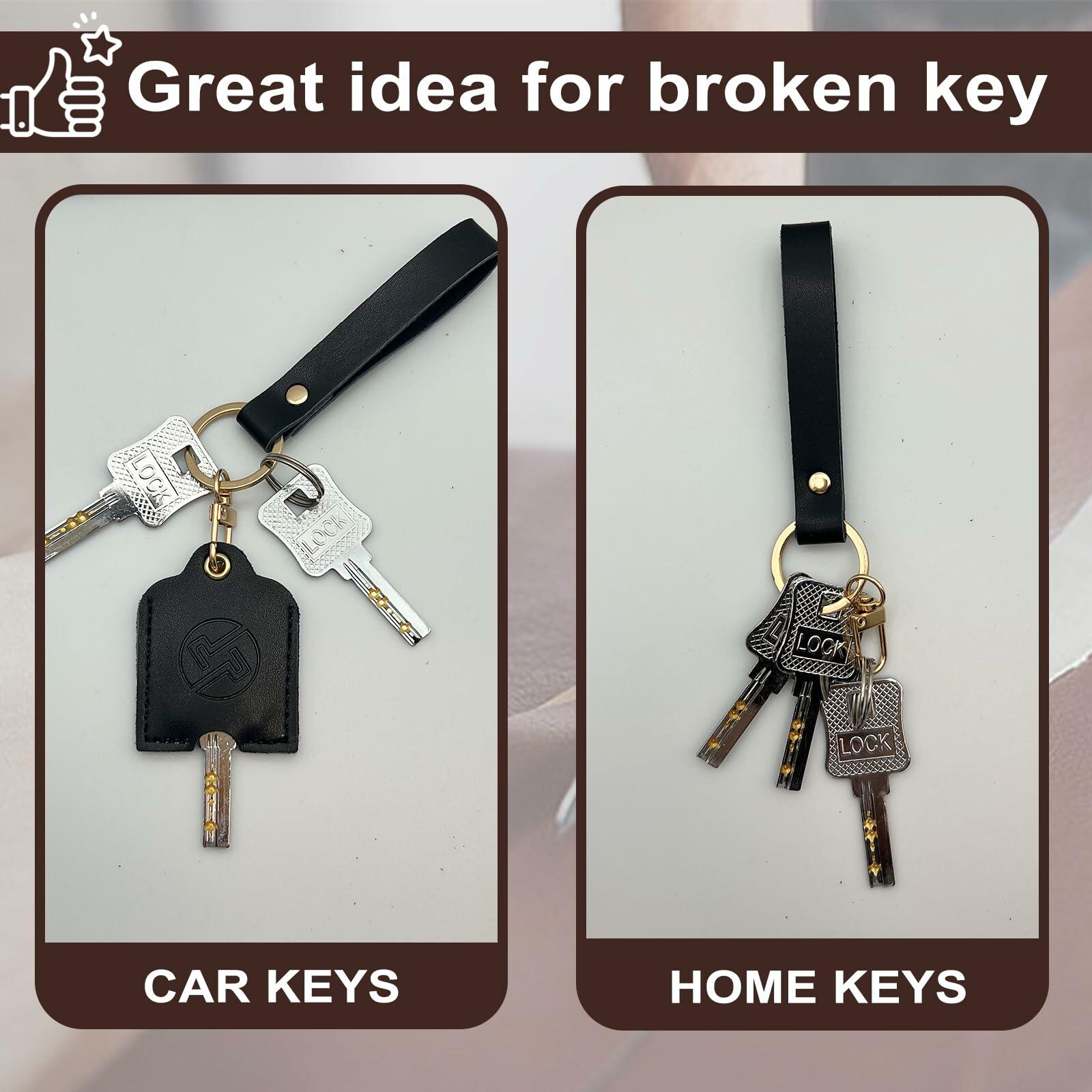 KARENSKEYS Leather Car Key Cover Sleeve w Keychain Broken Loop Fix
