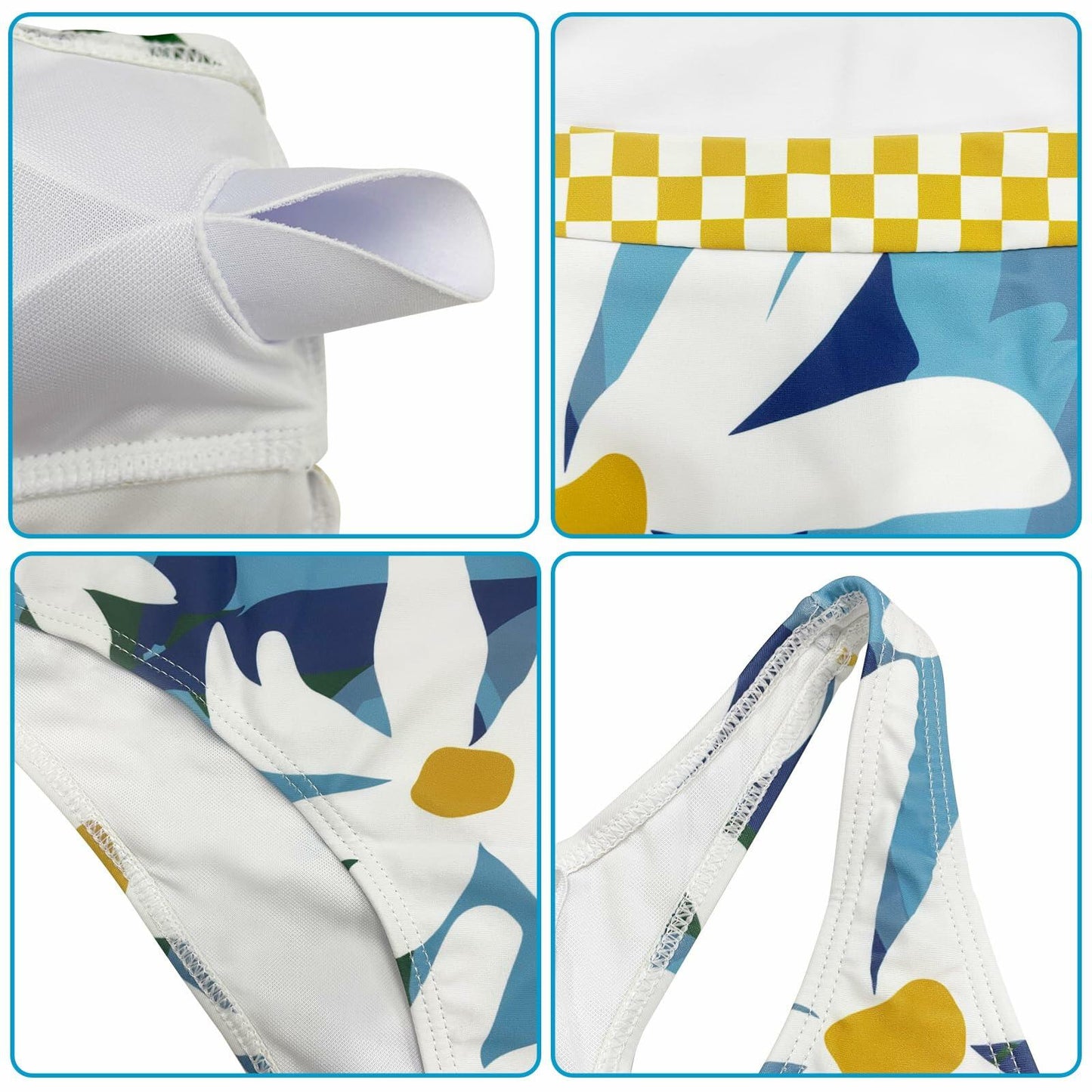 Subriank 2-Piece High-Waist Colorblock Swimsuit for Women (DeepSkyBlue, M)