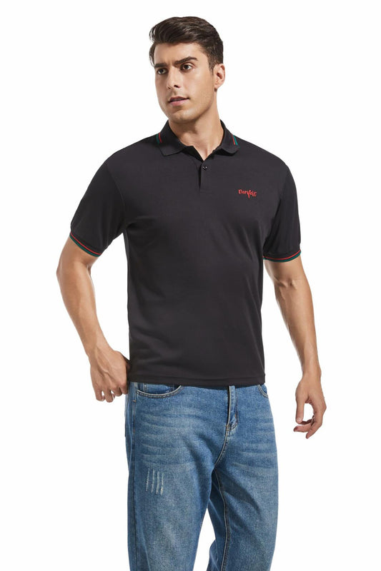 Derifelt Men’s Moisture-Wicking Polo – Quick Dry, UV Protection, Black XL