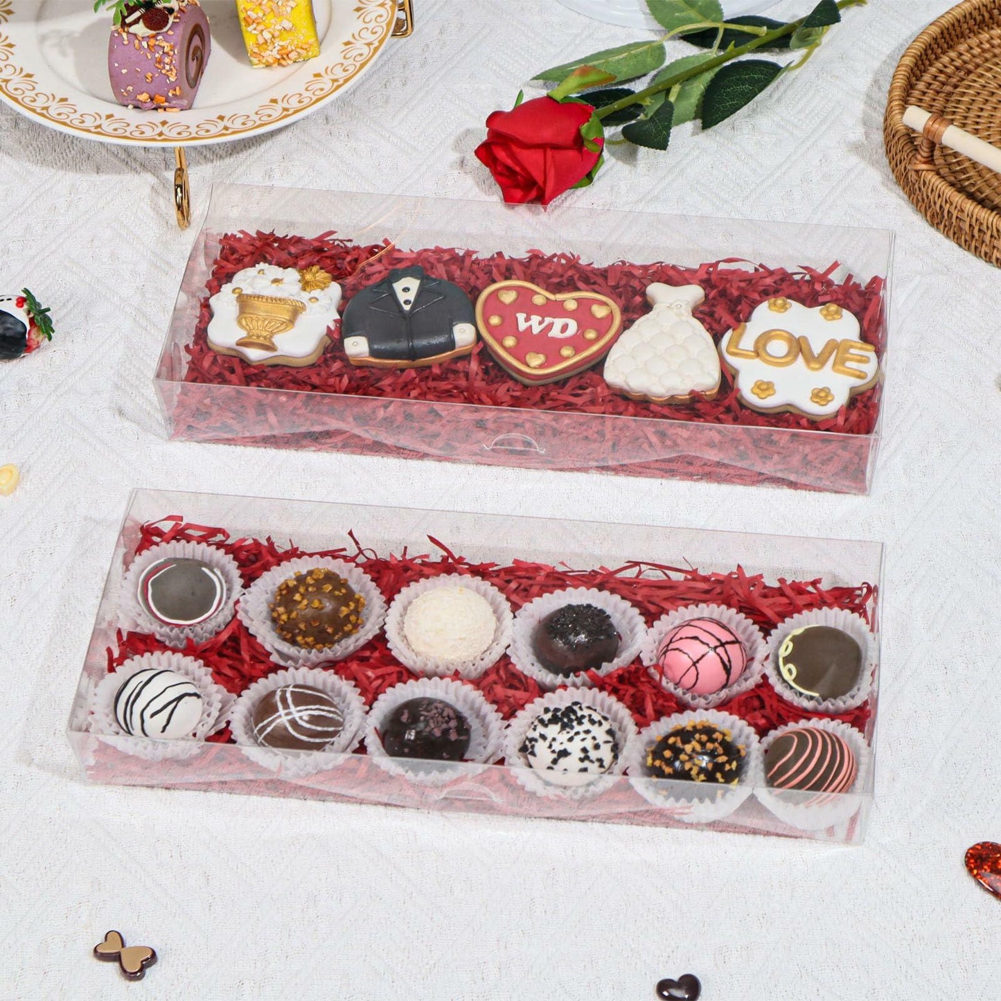 RomanticBaking 20PCS Clear Cookie Boxes 12x5x2in Easter Treat Bakery Gift Box