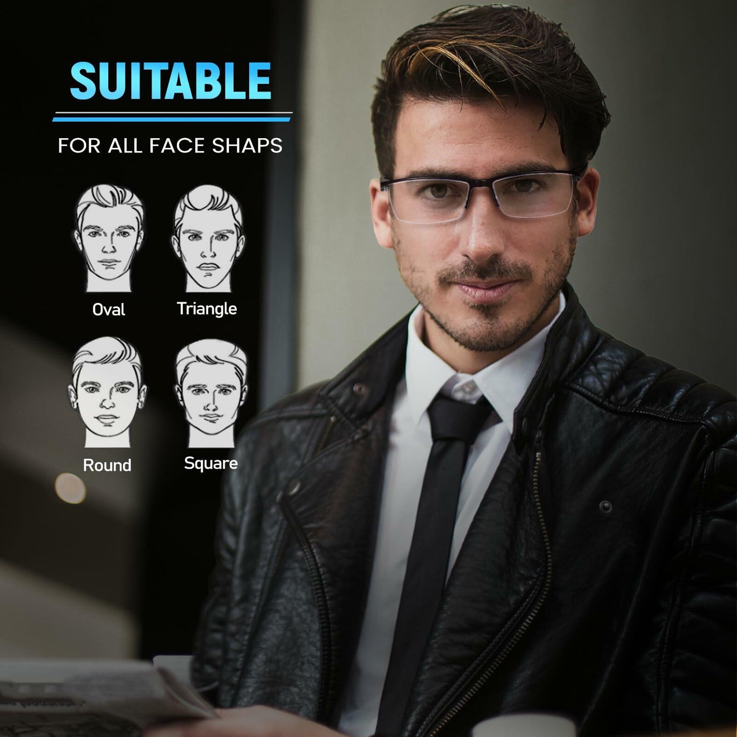 ORANZI 5-Pack Men's TR90 Reading Glasses Blue Light Blocking Anti-Eyestrain