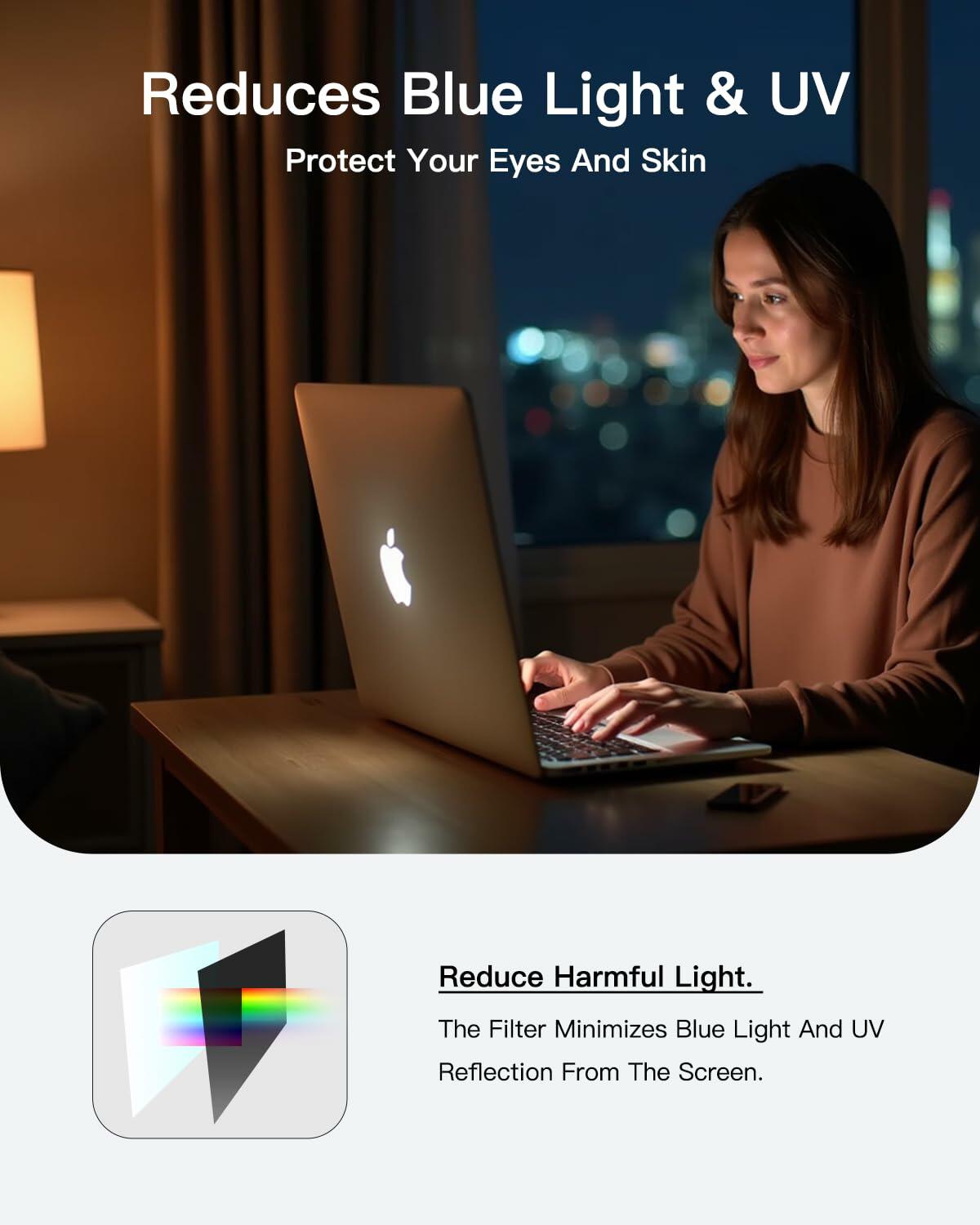 TOPrivaTech Laptop Privacy Screen 15.6” 16:9 Anti-Glare Blue Light Filter